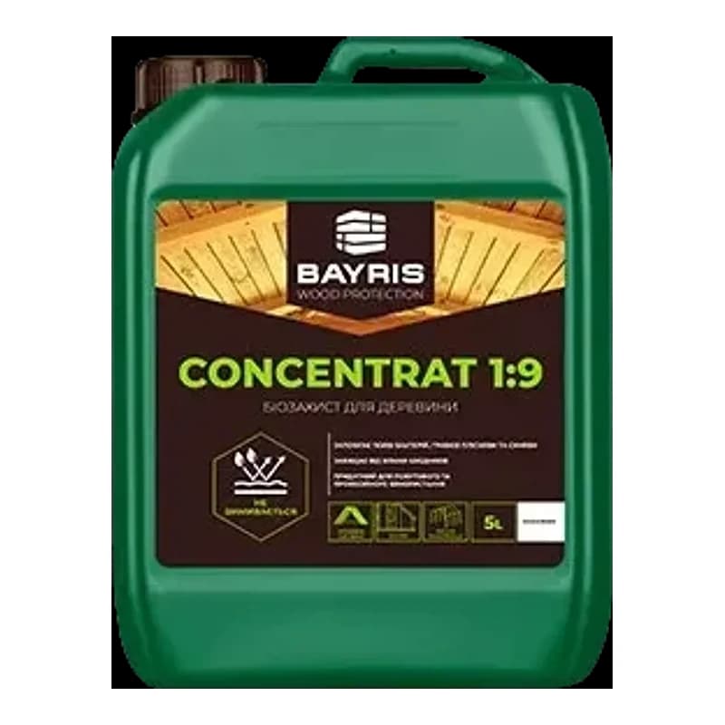 Засіб захисний для деревини Байріс (Concentrat 1:9), прозорий, 5 л