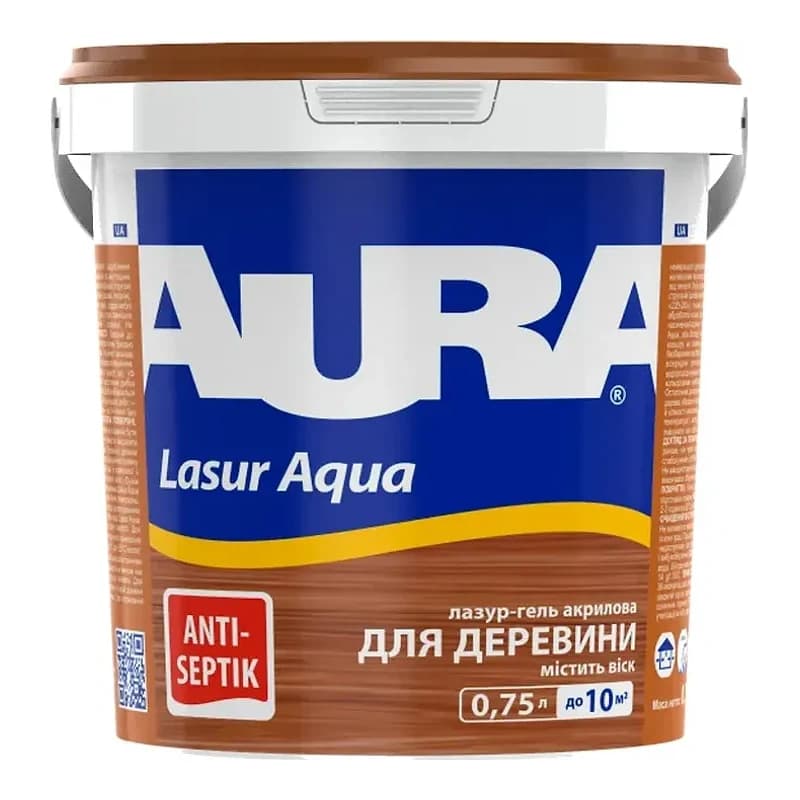 Aura Lasur Aqua — Декоративна акрилова лазур для дерева Тік, 0,75 л