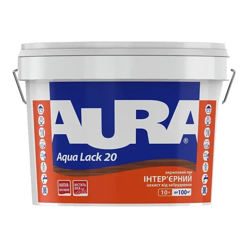Aura Aqua Lack 20 — Інтер'єрний акриловий лак, 10 л