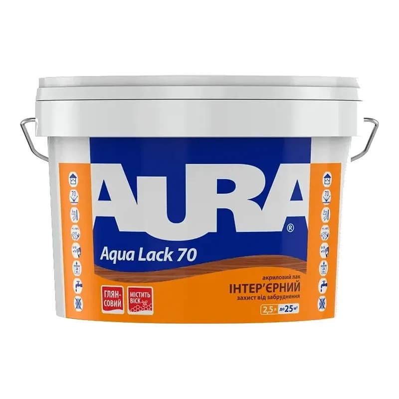 Aura Aqua Lack 70 — Інтер'єрний акриловий лак, 2,5 л