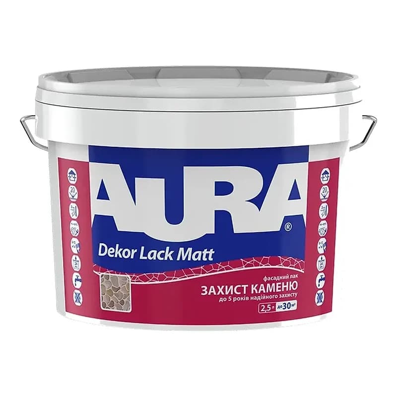 Aura Dekor Lack Matt — Фасадний лак для каменю напівматовий, 2,5 л