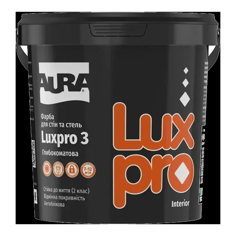 Aura Lux Pro 3 — Матова інтер'єрна фарба для стін та стель, 0,95 л