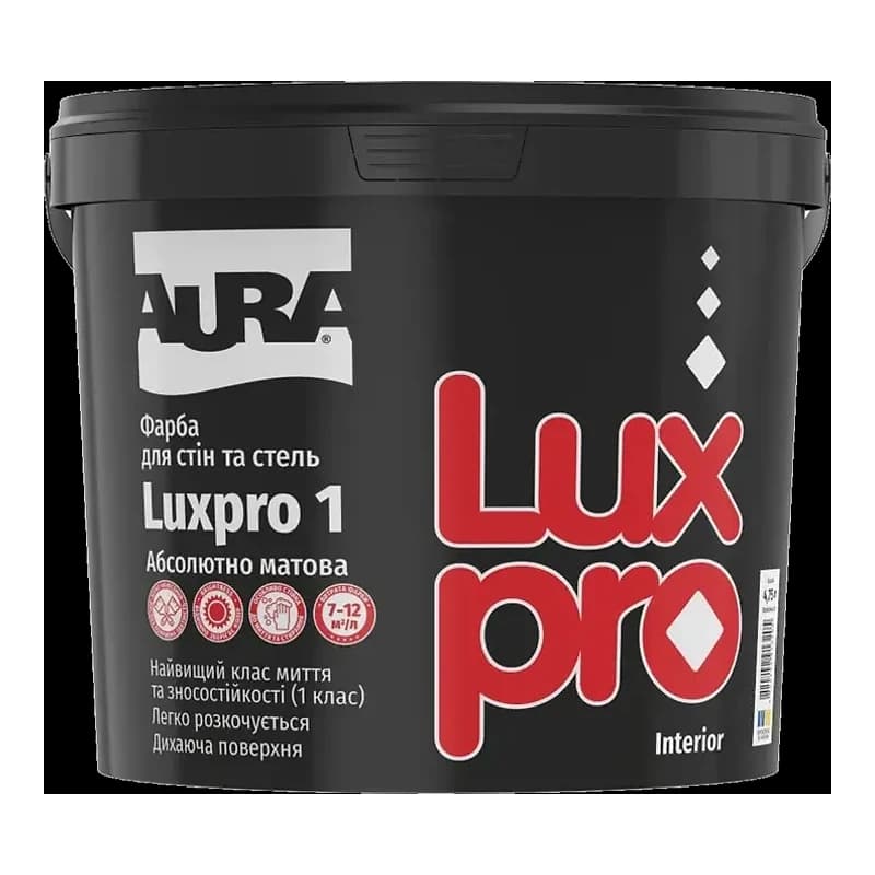 Aura Luxpro 1 — Абсолютно матова стійка до миття фарба, 4,75 л