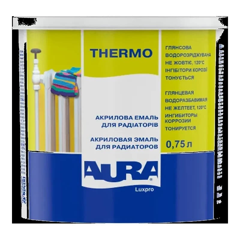Aura Luxpro Thermo — Глянсова акрилова емаль для радіаторів, 0,75 л