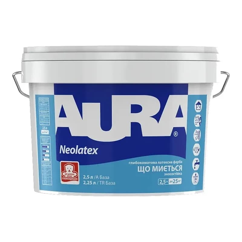 Aura Neolatex — Зносостійка глибокоматова фарба для стін та стель, 2,5 л