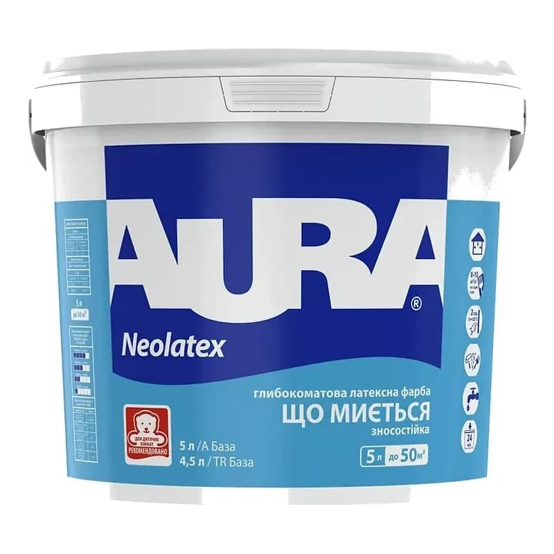 Aura Neolatex — Зносостійка глибокоматова фарба для стін та стель, 5 л