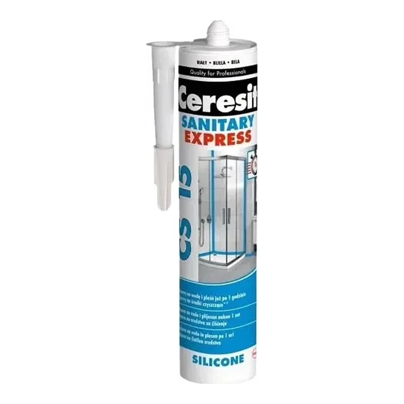 Герметик силіконовий Ceresit CS 15 Express санітарний, білий, 280 мл 0,28 л