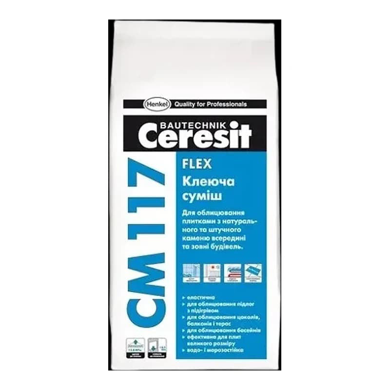 Клей для плитки Ceresit CM 117 будівельний універсальний, 5 кг