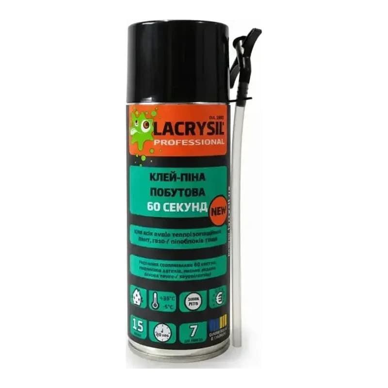 Піна-клей Lacrysil побутова '60 секунд' MINI 320 мл