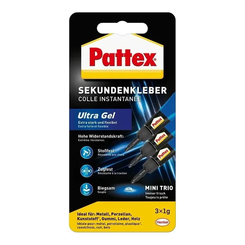 Клей Pattex Супер міні тріо гель, 3х1 г