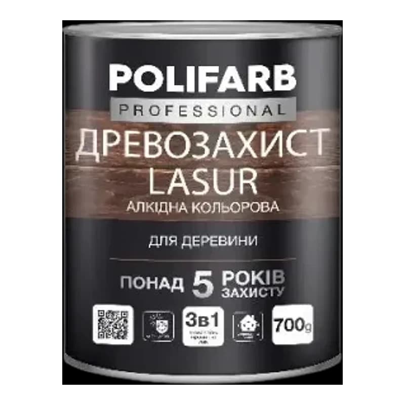 Лазур алкідна Polifarb древозахист, каштан, 0,7 кг